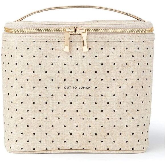 Kate Spade Beige & Black Dotted Lunch Tote - Picture 1 of 8